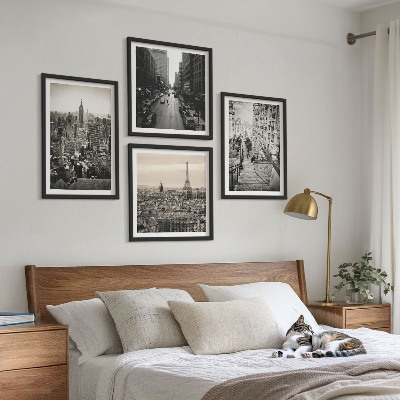 Wall art set Views Paris New York stairs