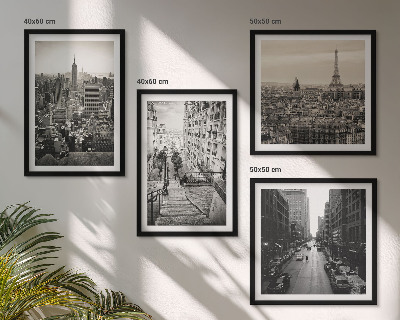 Wall art set Views Paris New York stairs