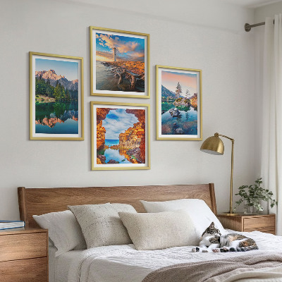 Multi-piece wall decor set Mountain lakes reflection of rocks