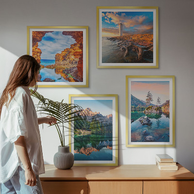 Multi-piece wall decor set Mountain lakes reflection of rocks