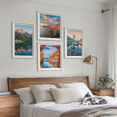 Multi-piece wall decor set Mountain lakes reflection of rocks