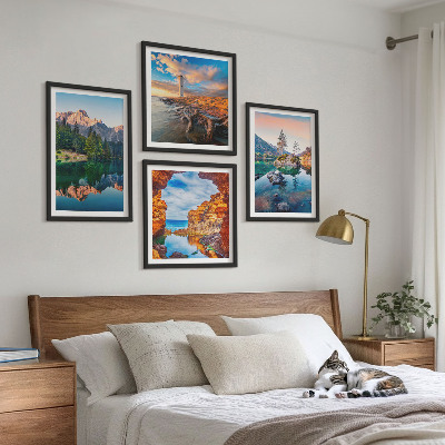 Multi-piece wall decor set Mountain lakes reflection of rocks