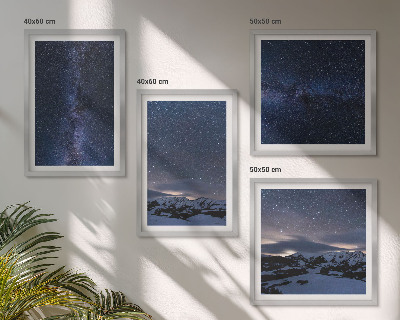 Set of 4 wall art pieces Night sky mountains stars