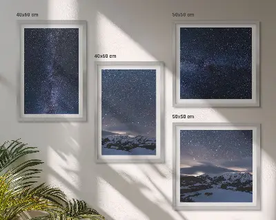 Night sky mountains and stars wall art set of 4 pieces