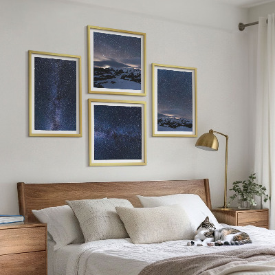Set of 4 wall art pieces Night sky mountains stars