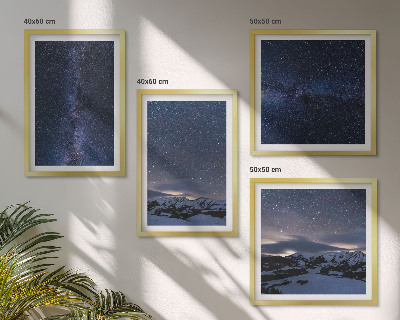 Set of 4 wall art pieces Night sky mountains stars