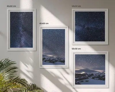 Night sky mountains and stars wall art set of 4 pieces
