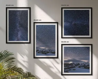 Night sky mountains and stars wall art set of 4 pieces