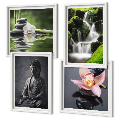 Multi-piece wall decor set ZEN paintings water stones Buddha