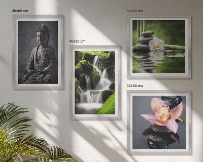 Multi-piece wall decor set ZEN paintings water stones Buddha