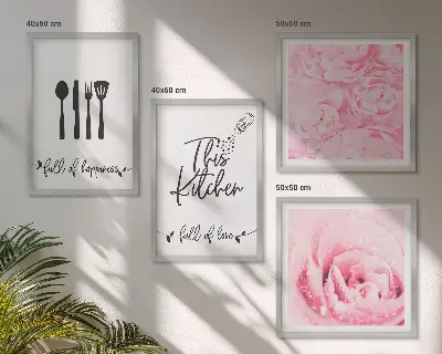 Delicate rose flowers set of 4 wall art pieces
