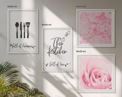 Delicate rose flowers set of 4 wall art pieces