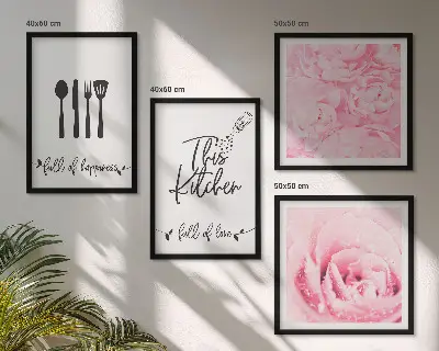 Delicate rose flowers set of 4 wall art pieces