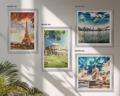 Monuments of Europe wall art set of 4 pieces in warm colors
