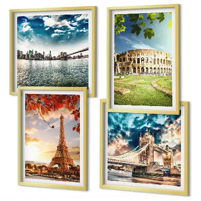 Monuments of Europe wall art set of 4 pieces in warm colors