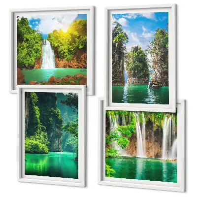 Multi-piece wall decor set green landscapes and waterfalls