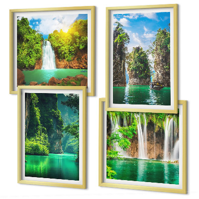 Multi-piece wall decor set Green landscapes waterfalls