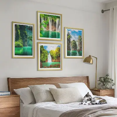 Multi-piece wall decor set green landscapes and waterfalls