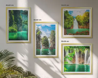 Multi-piece wall decor set green landscapes and waterfalls
