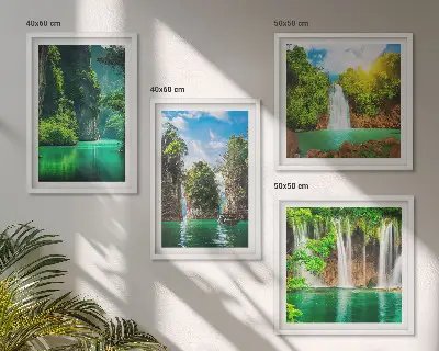 Multi-piece wall decor set green landscapes and waterfalls