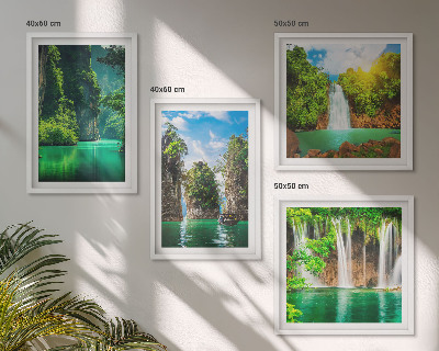 Multi-piece wall decor set Green landscapes waterfalls
