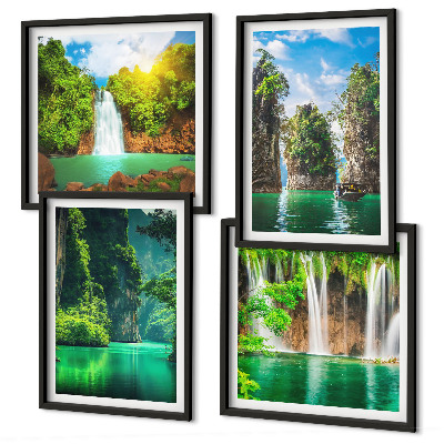 Multi-piece wall decor set Green landscapes waterfalls