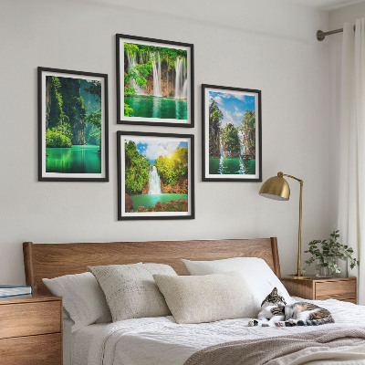 Multi-piece wall decor set Green landscapes waterfalls