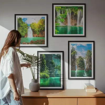Multi-piece wall decor set green landscapes and waterfalls