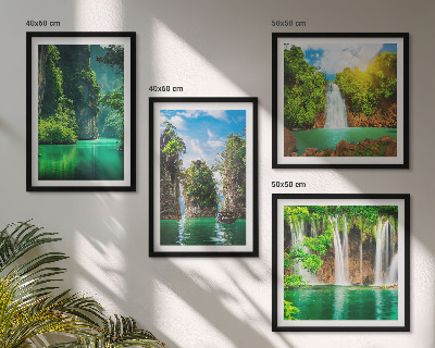 Multi-piece wall decor set Green landscapes waterfalls