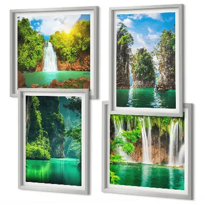 Multi-piece wall decor set green landscapes and waterfalls
