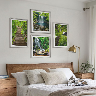 Wall art set Path forest waterfall vegetation