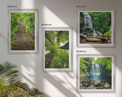 Wall art set Path forest waterfall vegetation