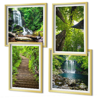 Wall art set Path forest waterfall vegetation