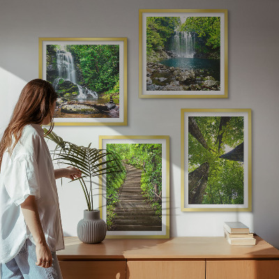 Wall art set Path forest waterfall vegetation