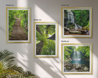 Wall art set Path forest waterfall vegetation