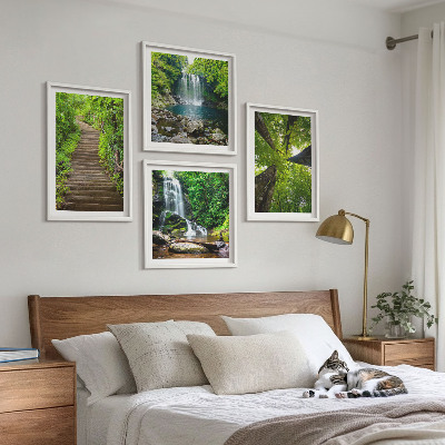 Wall art set Path forest waterfall vegetation