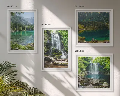 Waterfalls in green surroundings set of 4 wall art pieces