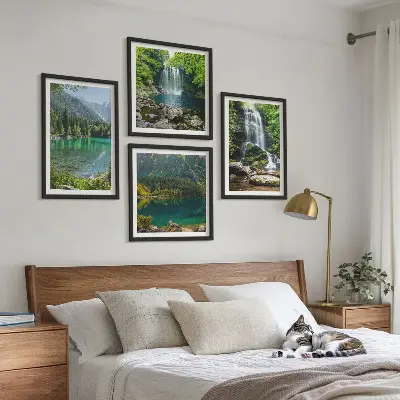 Waterfalls in green surroundings set of 4 wall art pieces