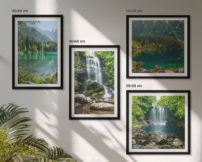 Waterfalls in green surroundings set of 4 wall art pieces