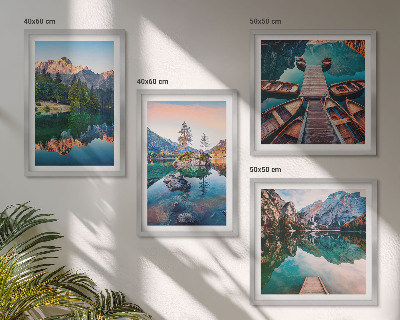 Multi-piece wall decor set Mountain lakes reflection forest
