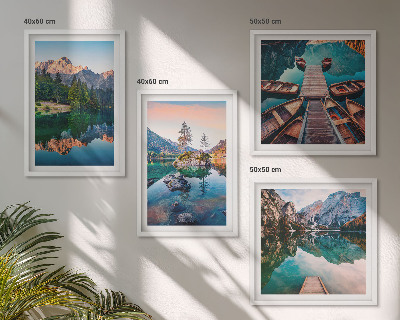Multi-piece wall decor set Mountain lakes reflection forest