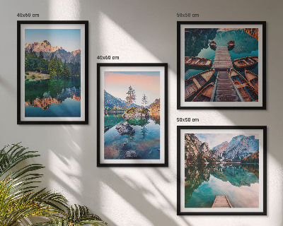 Multi-piece wall decor set Mountain lakes reflection forest