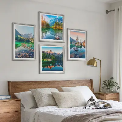 Mountain lakes nature landscape wall art set of 4 pieces