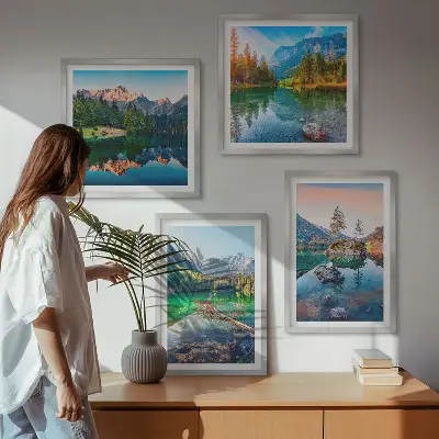 Mountain lakes nature landscape wall art set of 4 pieces
