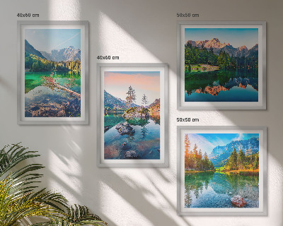 Set of 4 wall art pieces Mountain lakes nature landscape