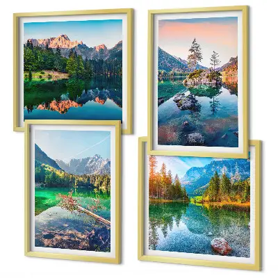 Mountain lakes nature landscape wall art set of 4 pieces