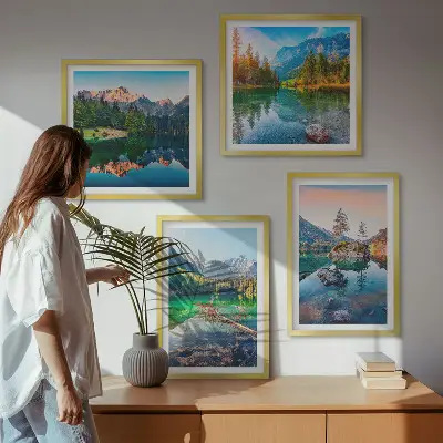 Mountain lakes nature landscape wall art set of 4 pieces