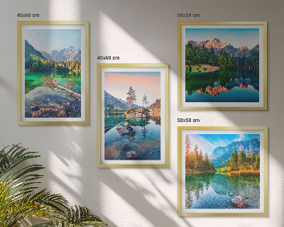 Set of 4 wall art pieces Mountain lakes nature landscape