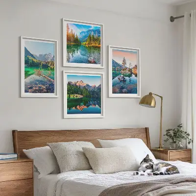 Mountain lakes nature landscape wall art set of 4 pieces