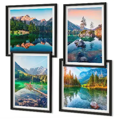 Mountain lakes nature landscape wall art set of 4 pieces